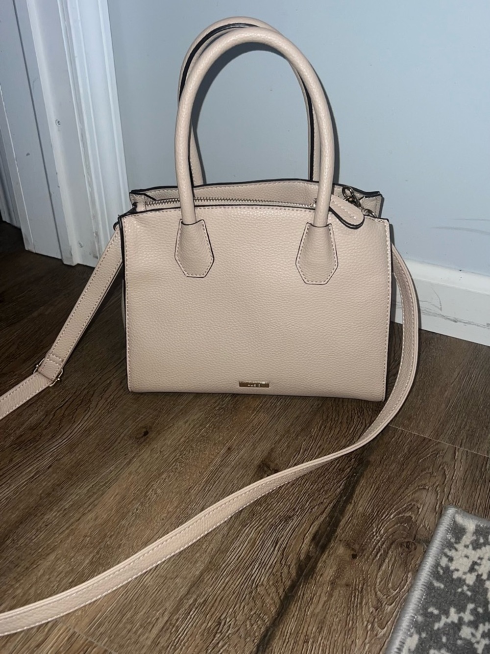 ALDO Beige Structured Satchel Handbag with Removable Strap